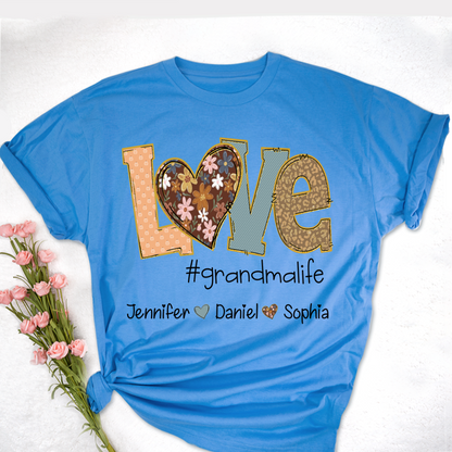 Personalized Love Grandma, Fall Color Grankids Custom Name