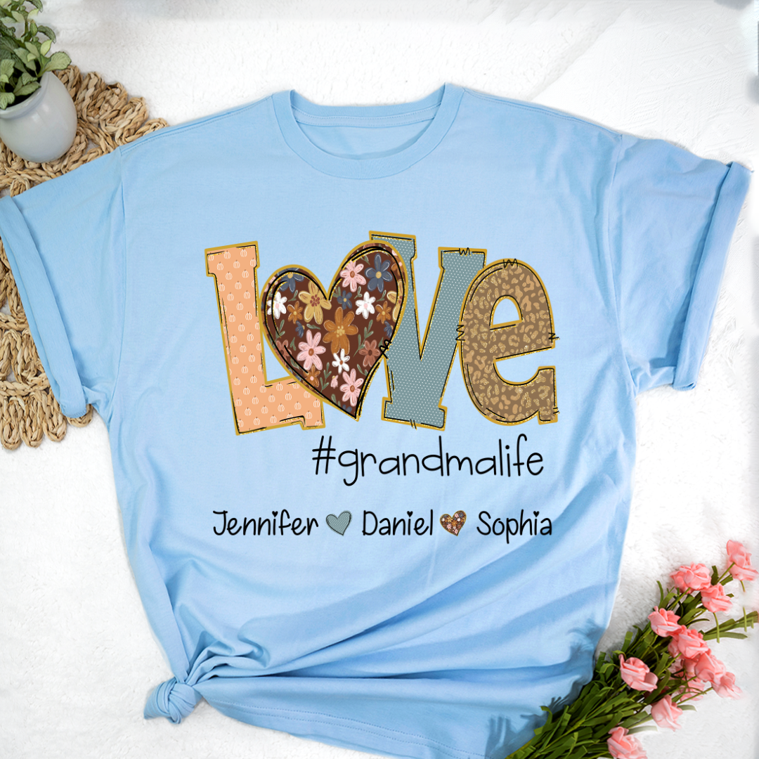 Personalized Love Grandma, Fall Color Grankids Custom Name