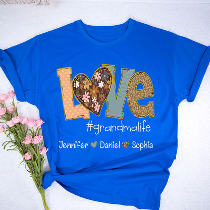 Personalized Love Grandma, Fall Color Grankids Custom Name