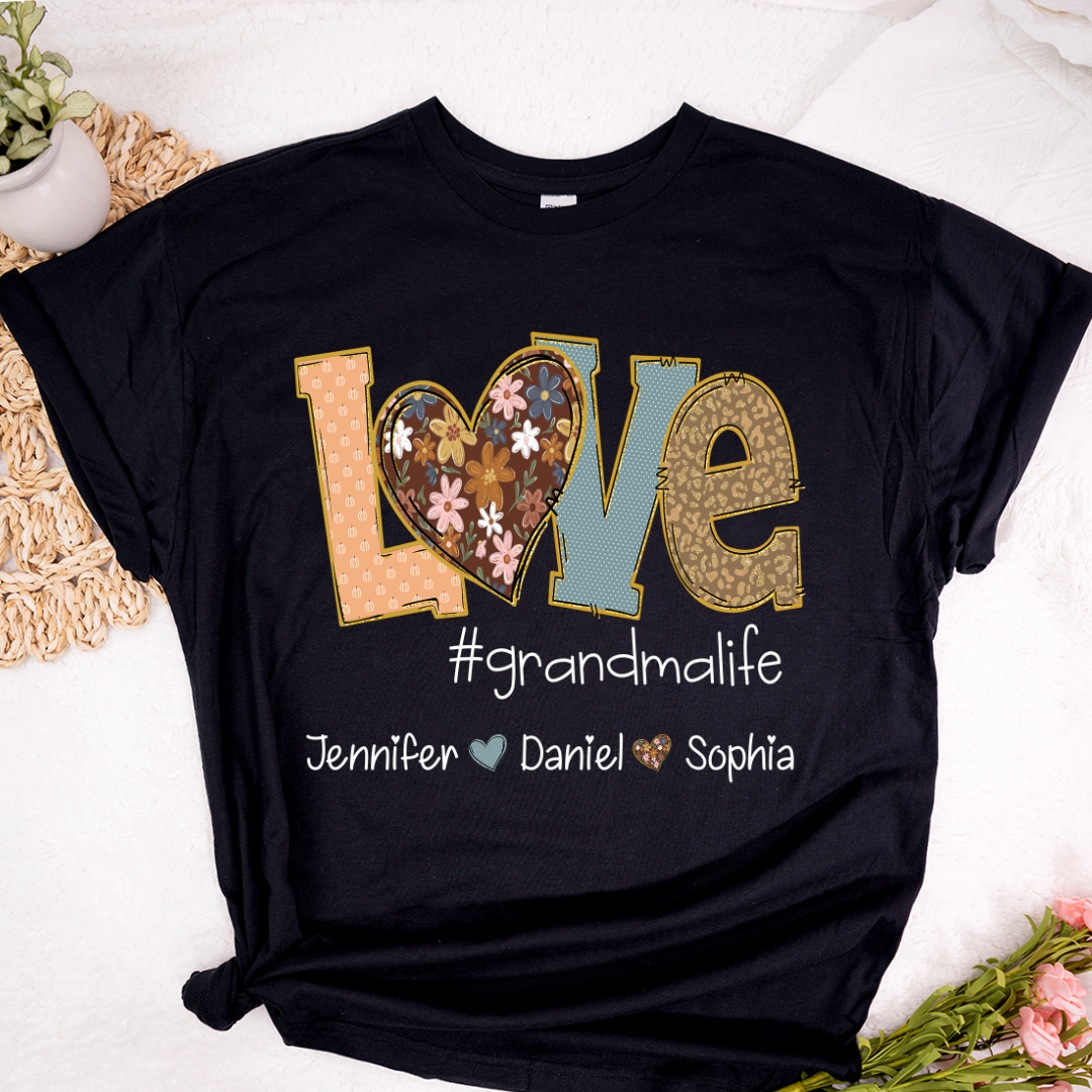 Personalized Love Grandma, Fall Color Grankids Custom Name
