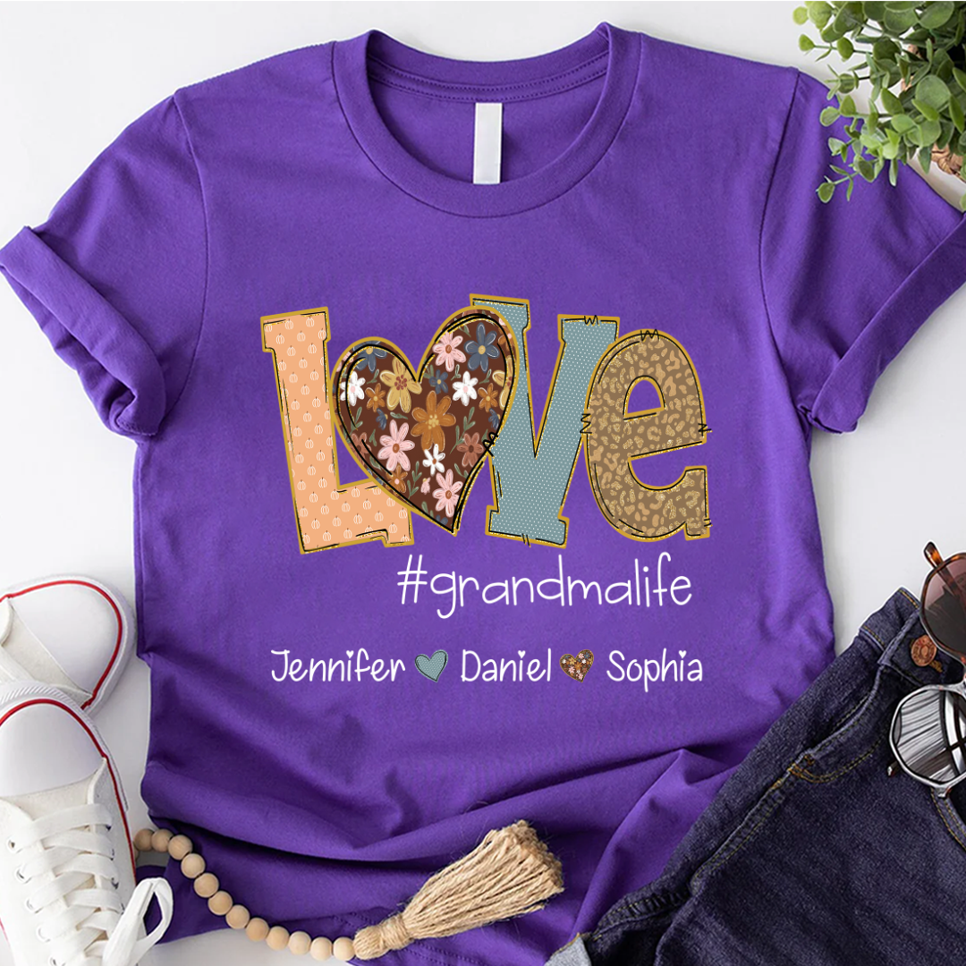 Personalized Love Grandma, Fall Color Grankids Custom Name
