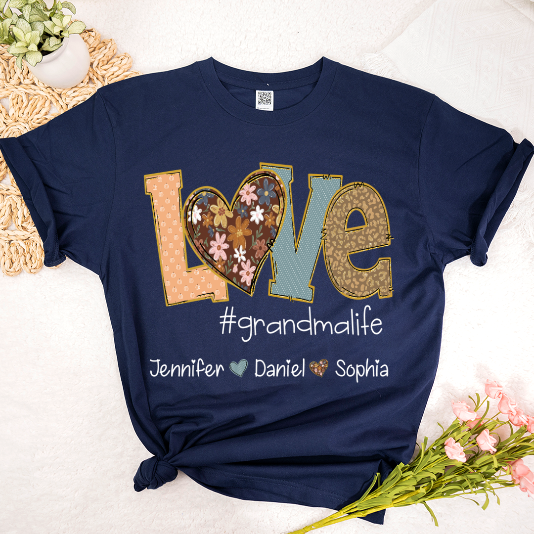Personalized Love Grandma, Fall Color Grankids Custom Name