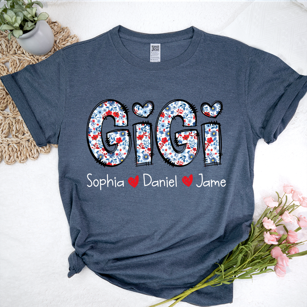 Personalized Gigi And Grandkids Floral 4th Of July