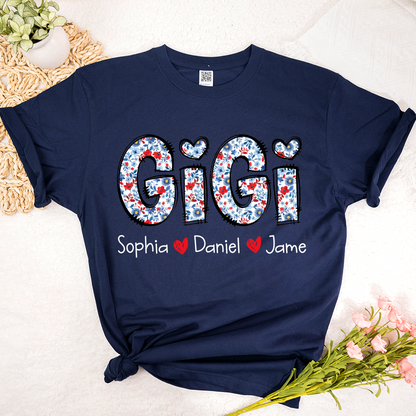 Personalized Gigi And Grandkids Floral 4th Of July