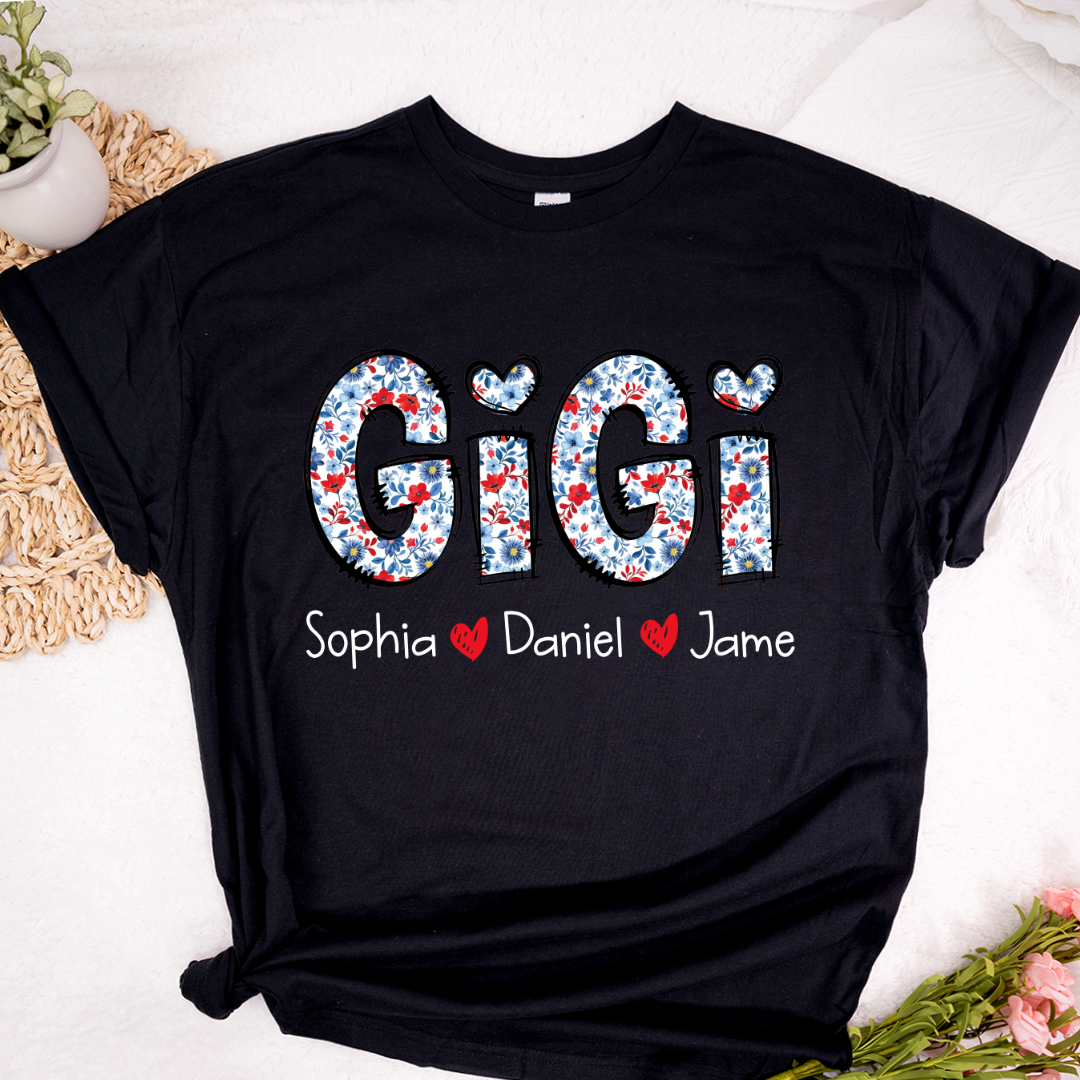 Personalized Gigi And Grandkids Floral 4th Of July