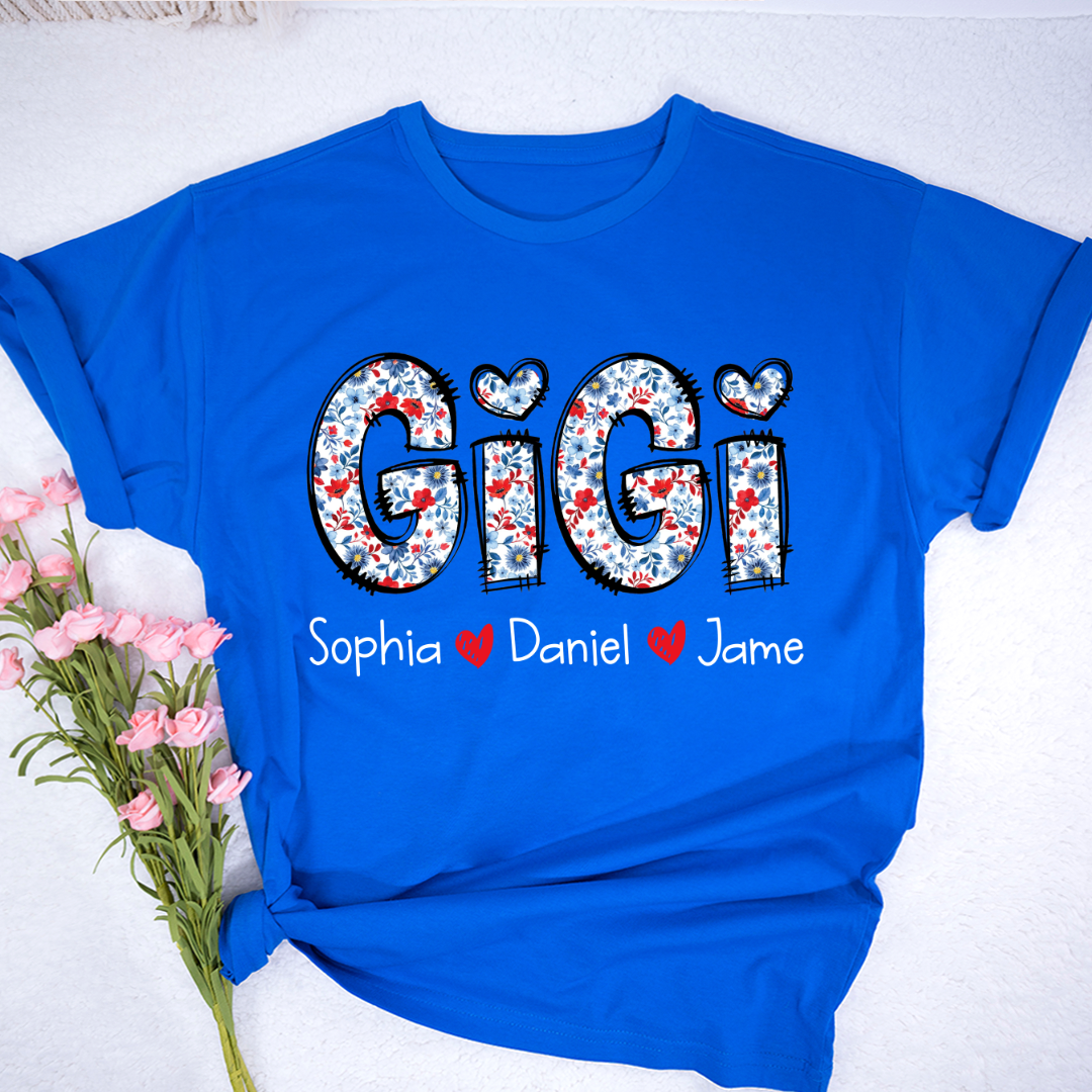 Personalized Gigi And Grandkids Floral 4th Of July