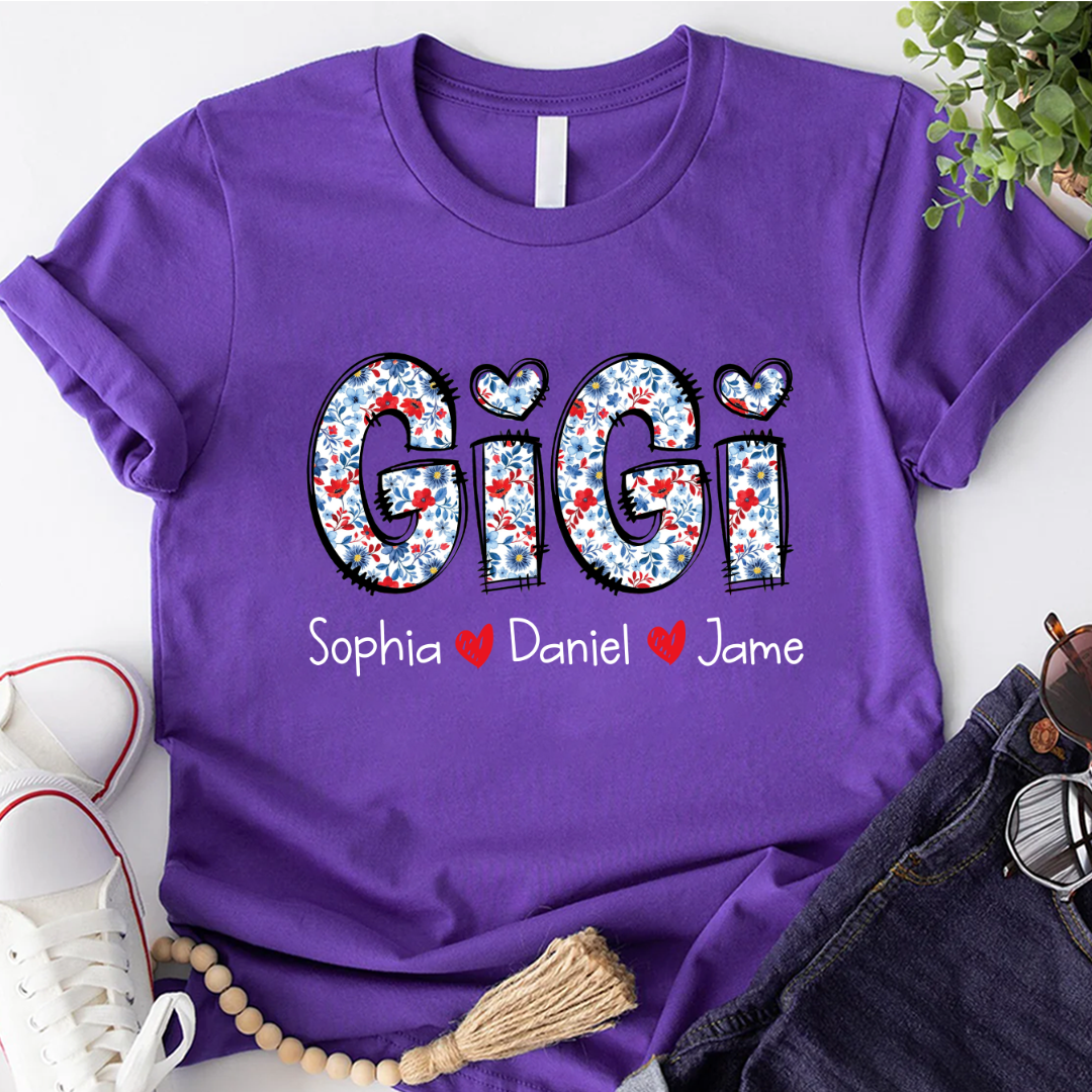 Personalized Gigi And Grandkids Floral 4th Of July