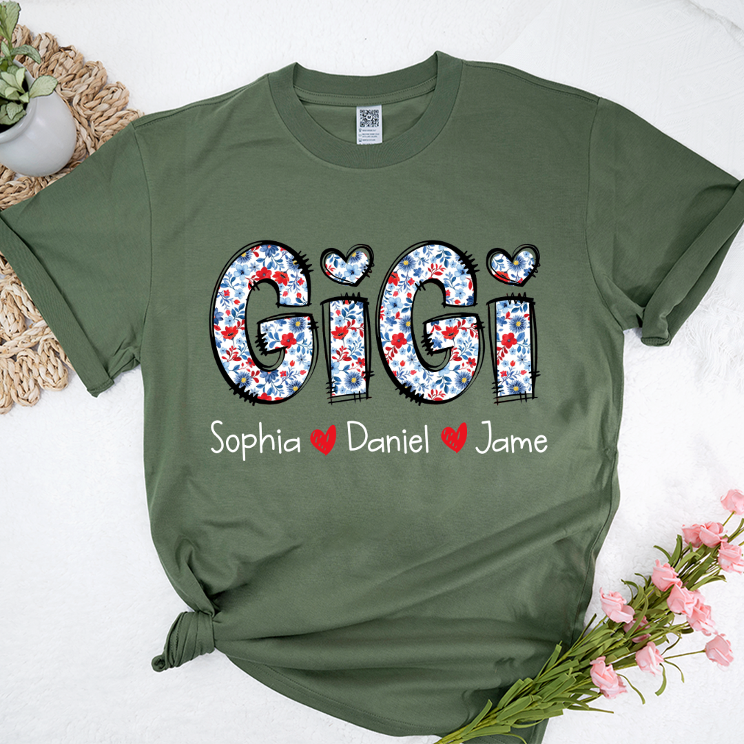 Personalized Gigi And Grandkids Floral 4th Of July