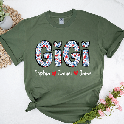 Personalized Gigi And Grandkids Floral 4th Of July