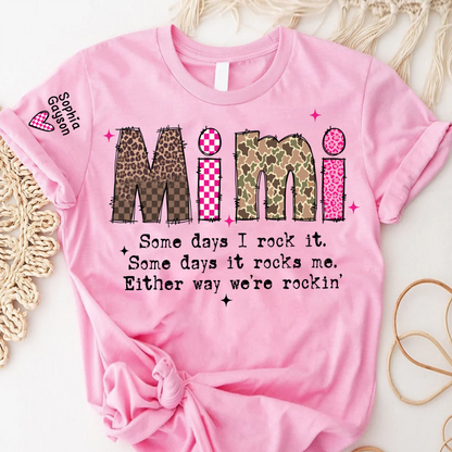 Personalized Mimi and Grandkids, Some Days I Rock It, Mothers Day Gift T-shirt