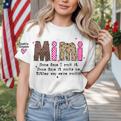Personalized Mimi and Grandkids, Some Days I Rock It, Mothers Day Gift T-shirt