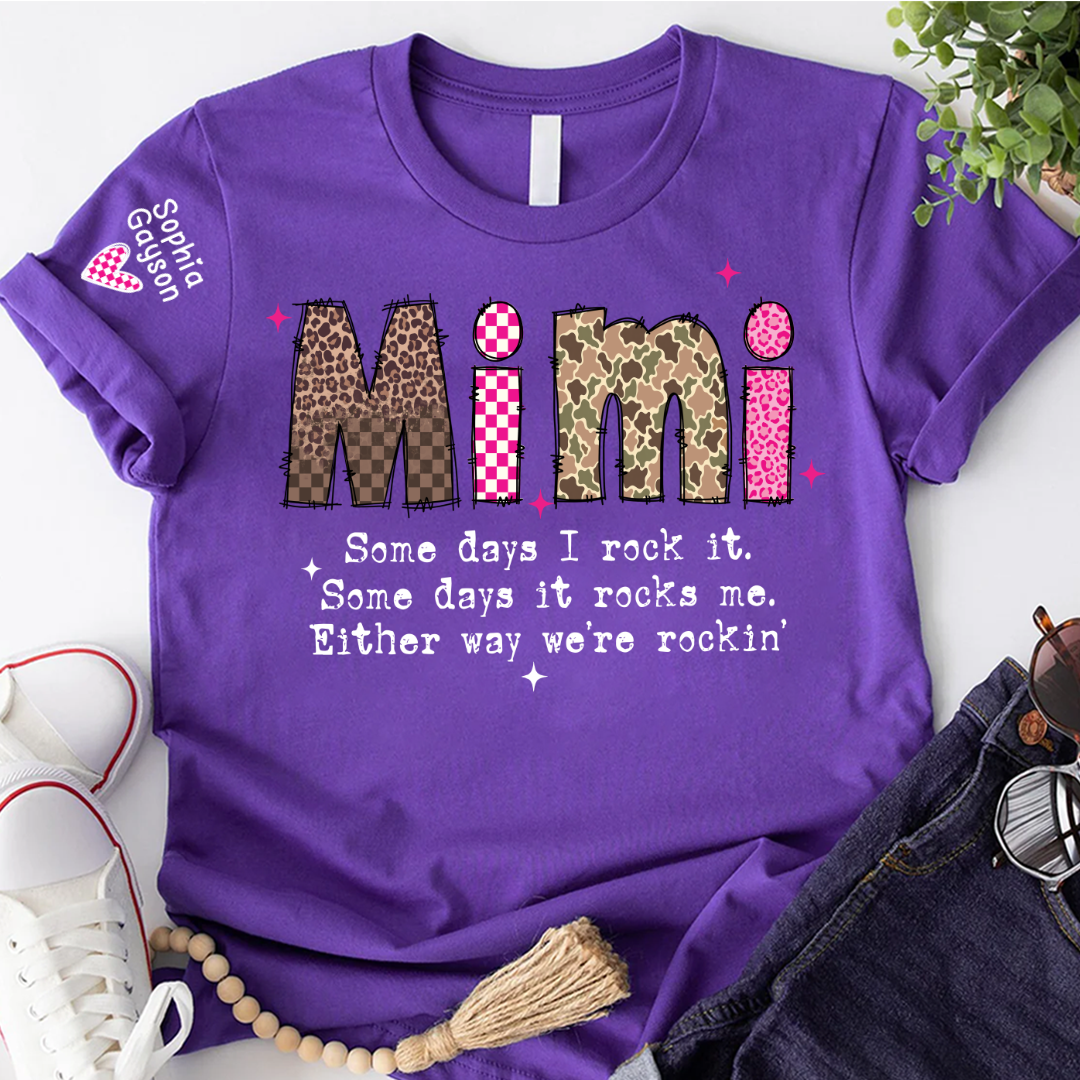 Personalized Mimi and Grandkids, Some Days I Rock It, Mothers Day Gift T-shirt