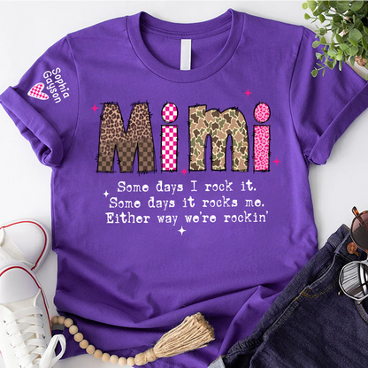 Personalized Mimi and Grandkids, Some Days I Rock It, Mothers Day Gift T-shirt