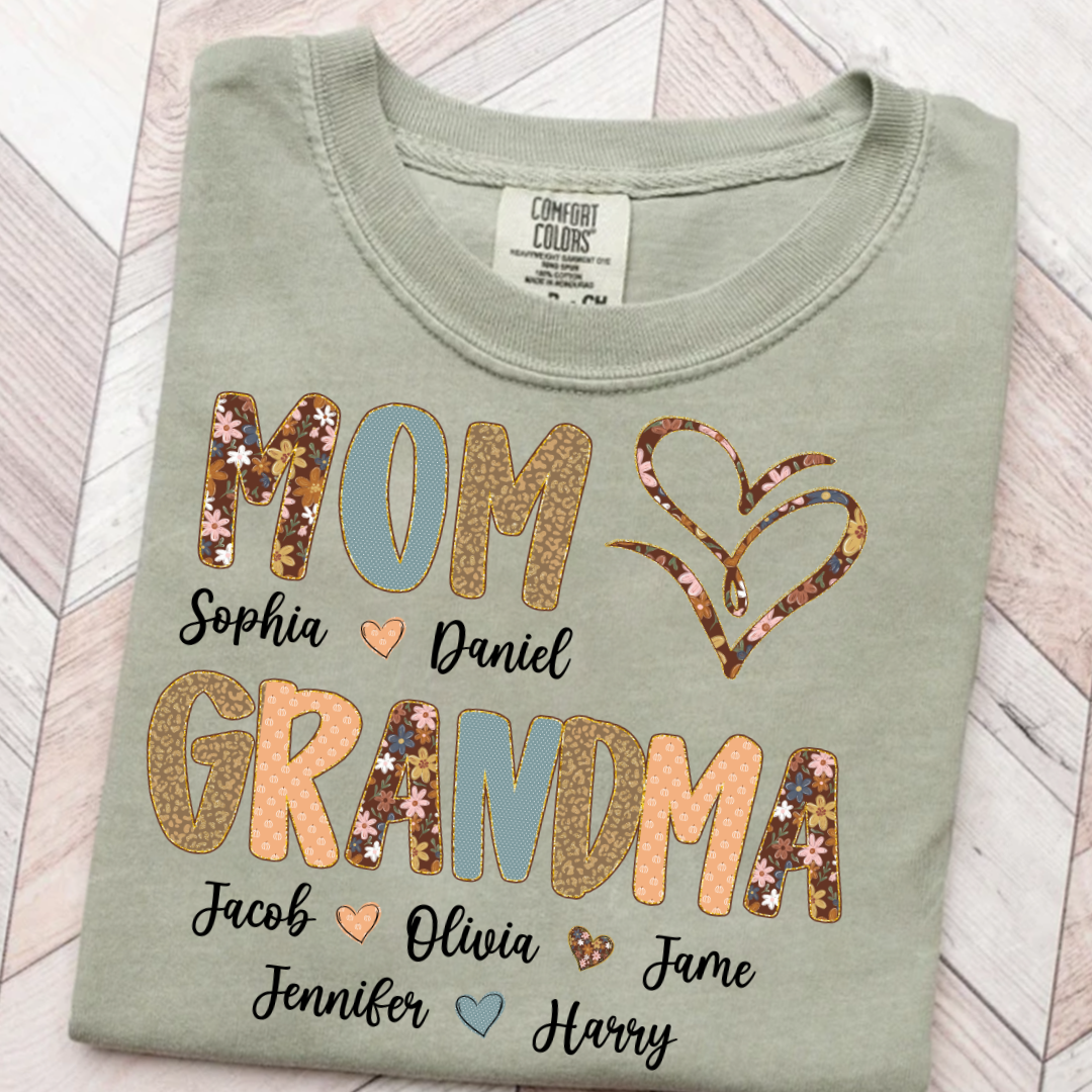 Personalized Mom And Grandma Grandkids Fall Heart Shirt