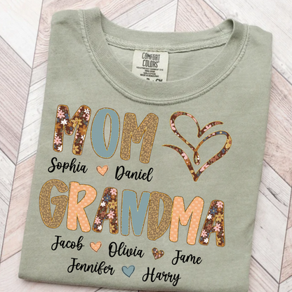 Personalized Mom And Grandma Grandkids Fall Heart Shirt