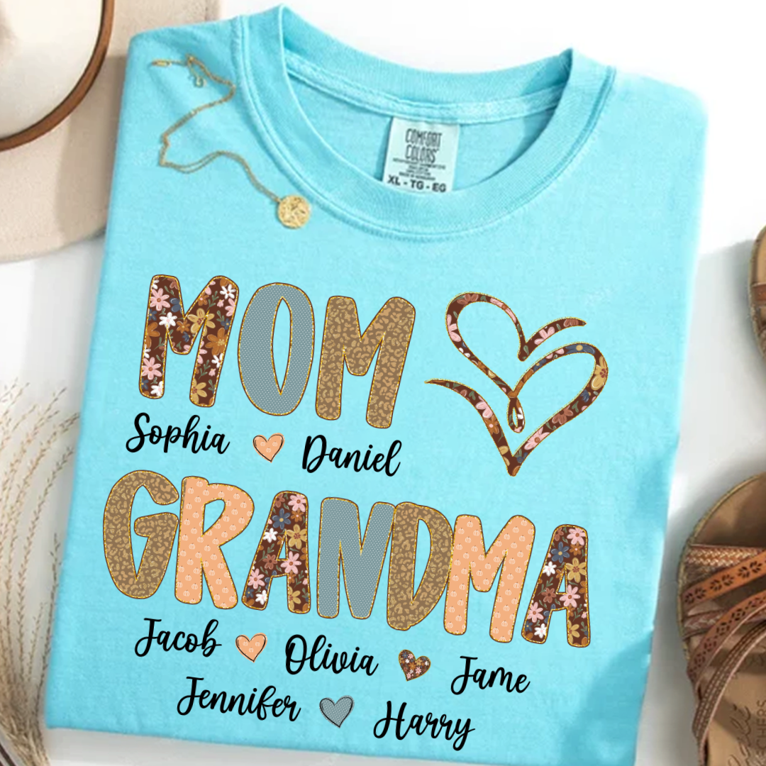 Personalized Mom And Grandma Grandkids Fall Heart Shirt
