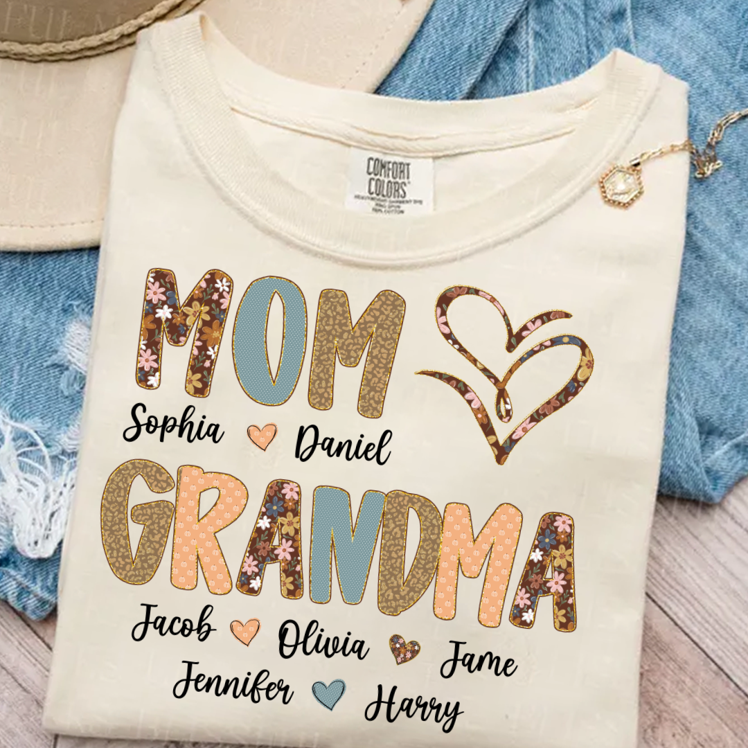 Personalized Mom And Grandma Grandkids Fall Heart Shirt