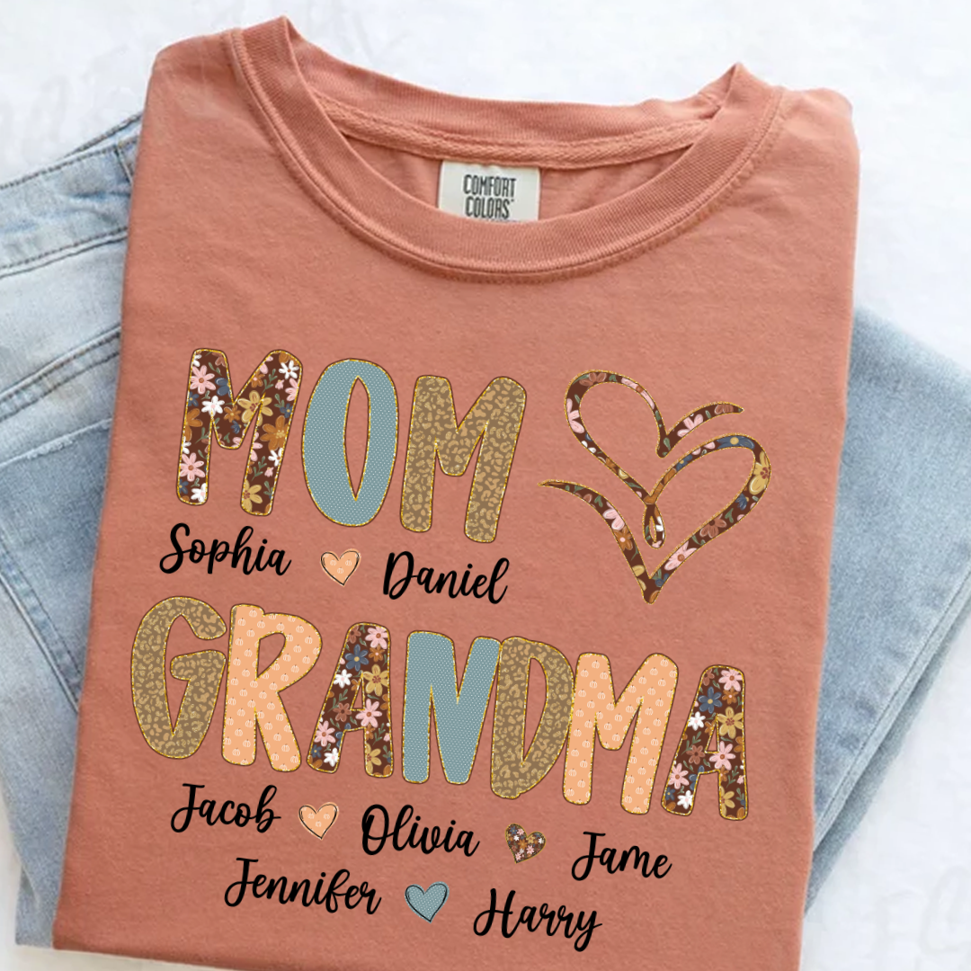 Personalized Mom And Grandma Grandkids Fall Heart Shirt