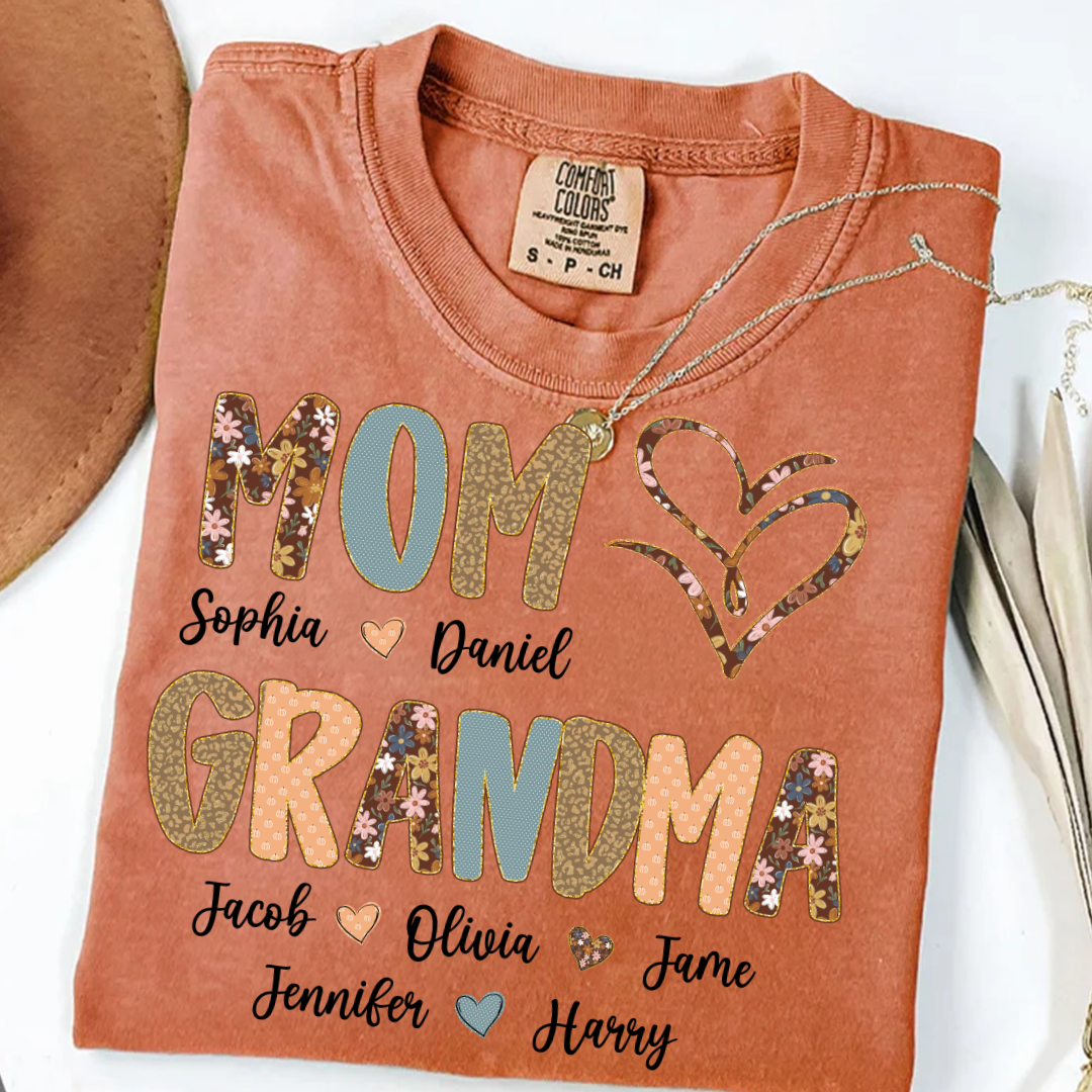 Personalized Mom And Grandma Grandkids Fall Heart Shirt