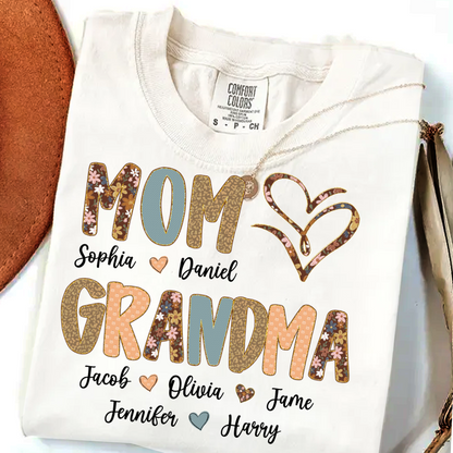 Personalized Mom And Grandma Grandkids Fall Heart Shirt