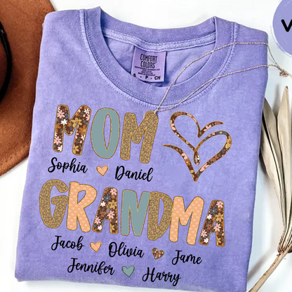 Personalized Mom And Grandma Grandkids Fall Heart Shirt
