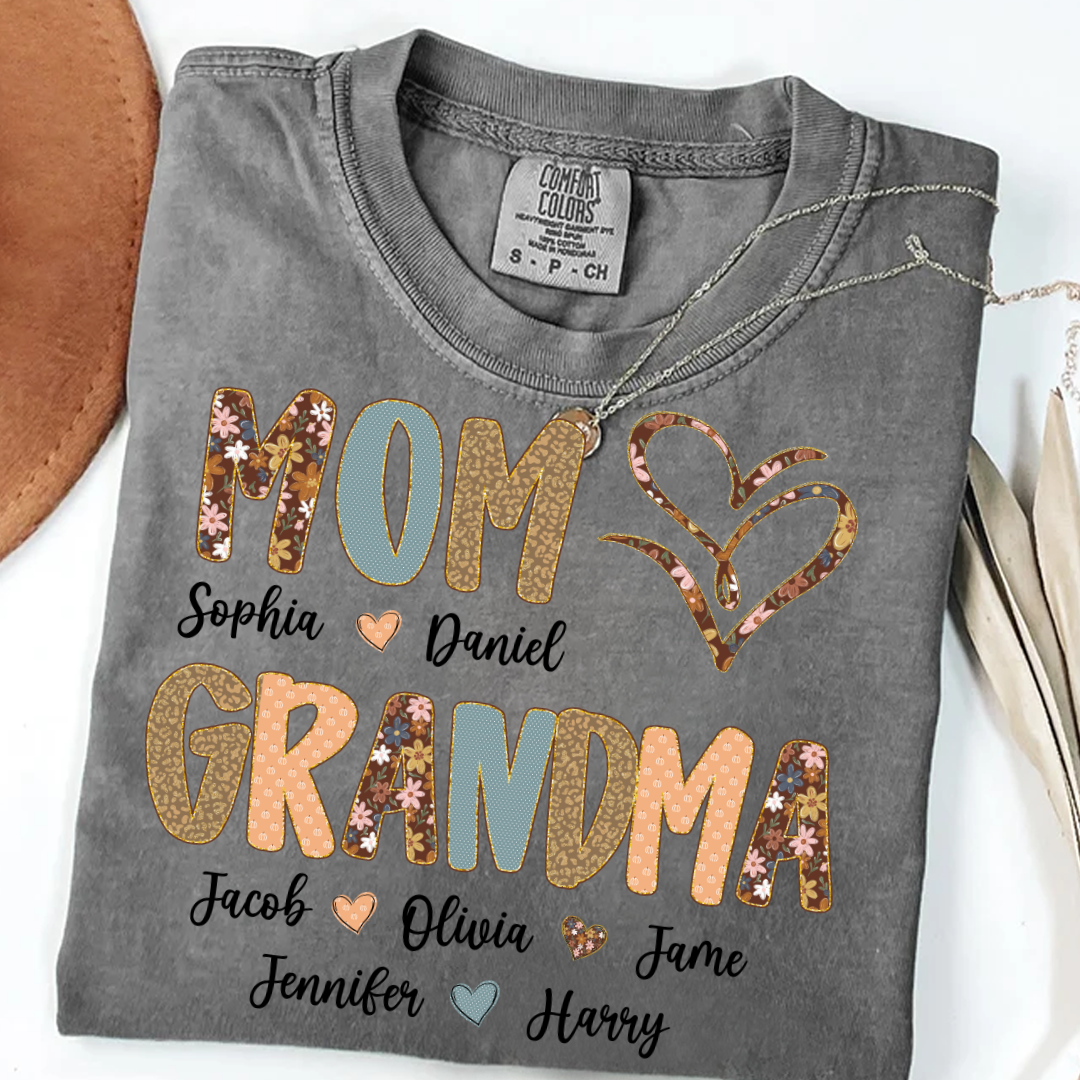 Personalized Mom And Grandma Grandkids Fall Heart Shirt