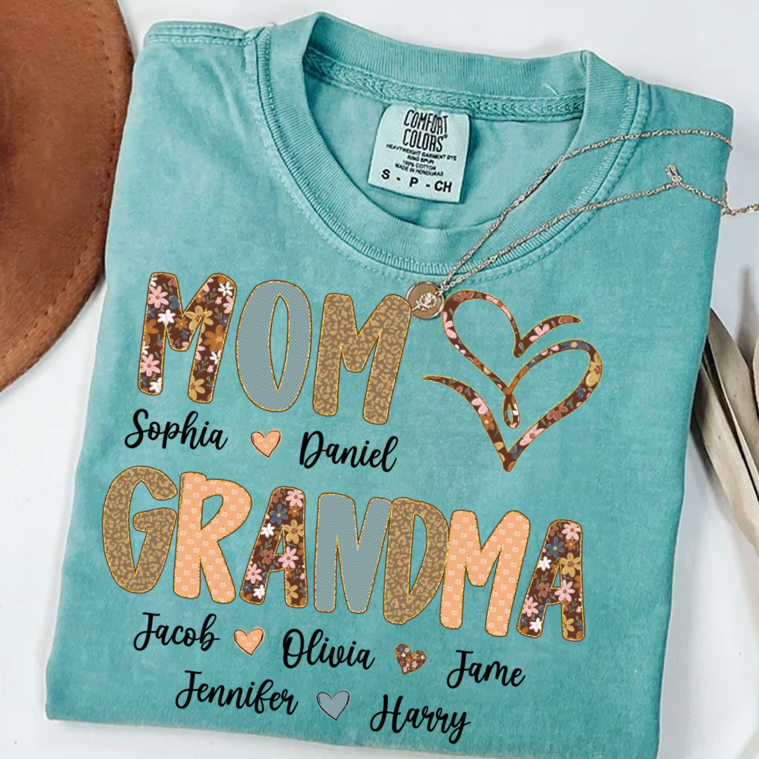 Personalized Mom And Grandma Grandkids Fall Heart Shirt