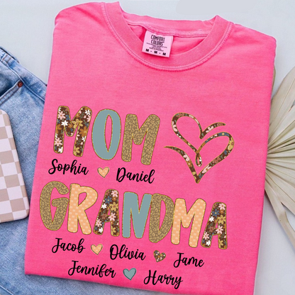 Personalized Mom And Grandma Grandkids Fall Heart Shirt