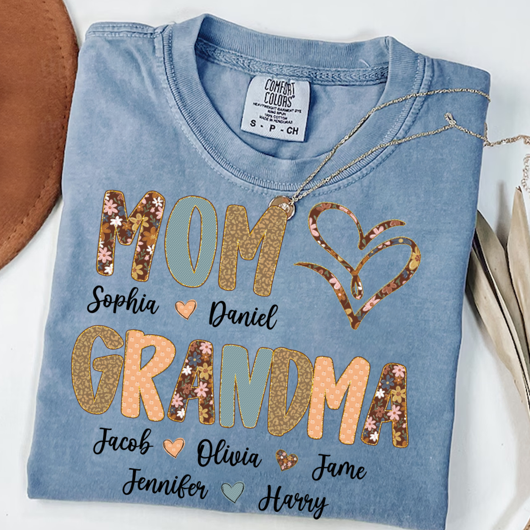 Personalized Mom And Grandma Grandkids Fall Heart Shirt