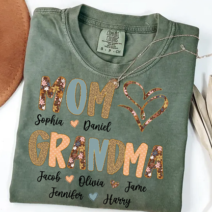 Personalized Mom And Grandma Grandkids Fall Heart Shirt