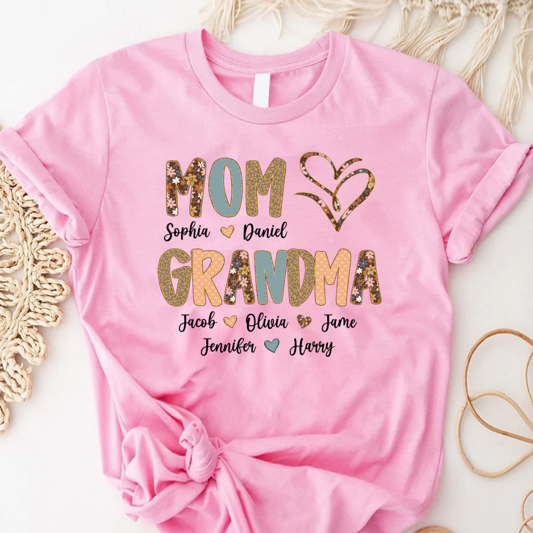 Personalized Mom And Grandma Grandkids Fall Heart Shirt