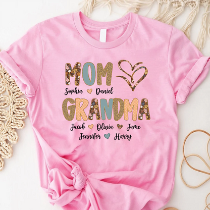 Personalized Mom And Grandma Grandkids Fall Heart Shirt