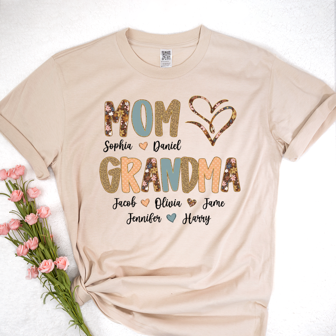 Personalized Mom And Grandma Grandkids Fall Heart Shirt