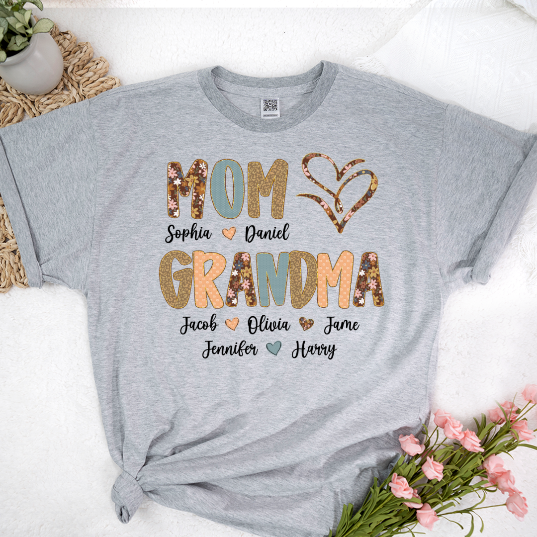 Personalized Mom And Grandma Grandkids Fall Heart Shirt