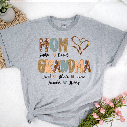Personalized Mom And Grandma Grandkids Fall Heart Shirt