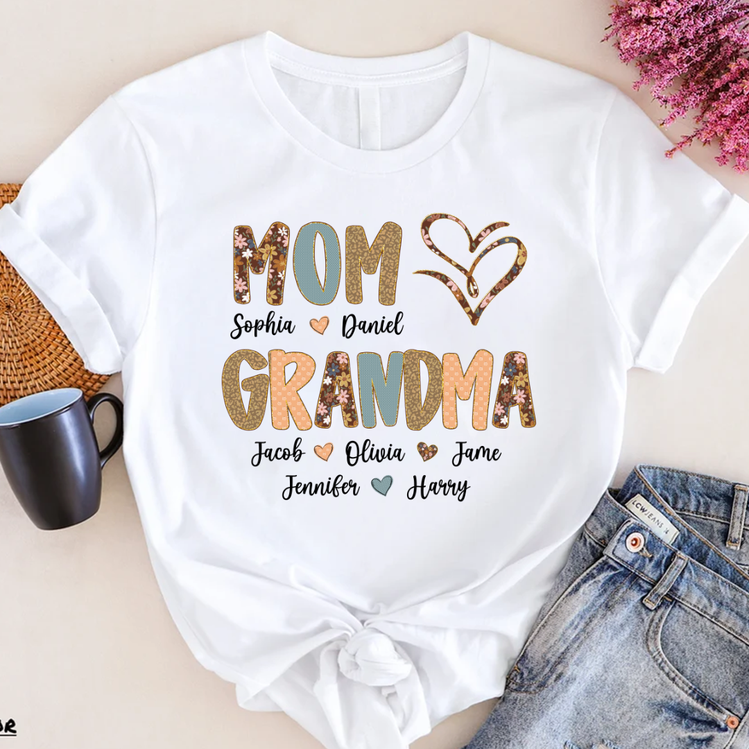 Personalized Mom And Grandma Grandkids Fall Heart Shirt