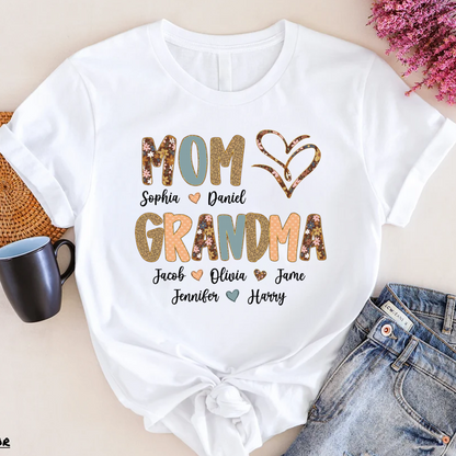 Personalized Mom And Grandma Grandkids Fall Heart Shirt