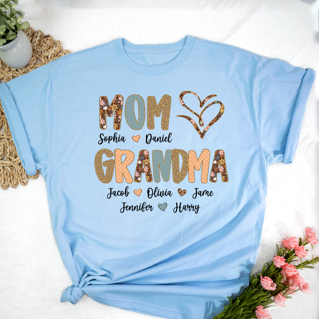 Personalized Mom And Grandma Grandkids Fall Heart Shirt