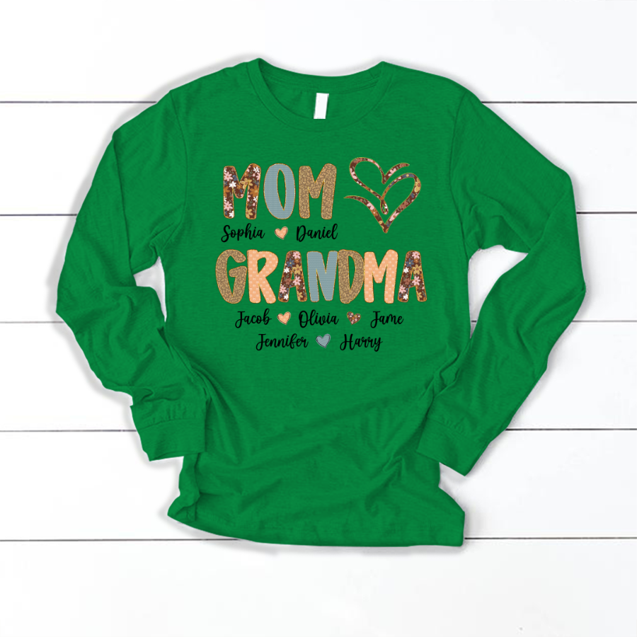Personalized Mom And Grandma Grandkids Fall Heart Shirt