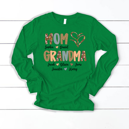 Personalized Mom And Grandma Grandkids Fall Heart Shirt
