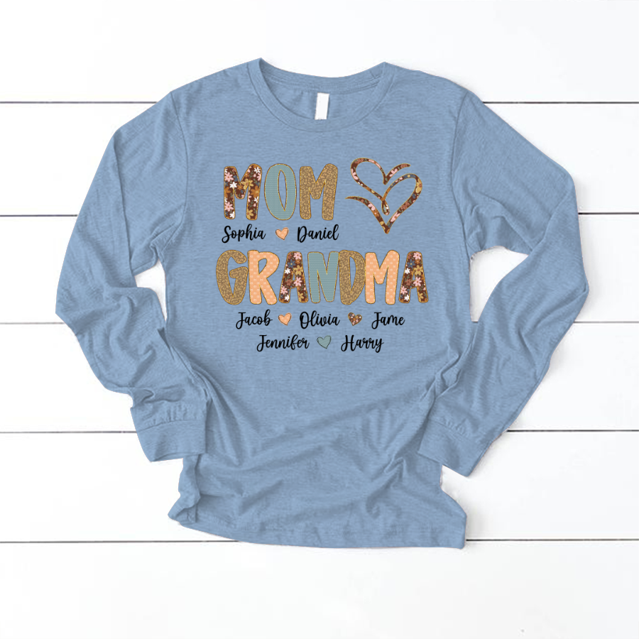 Personalized Mom And Grandma Grandkids Fall Heart Shirt