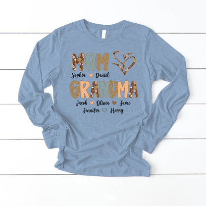 Personalized Mom And Grandma Grandkids Fall Heart Shirt