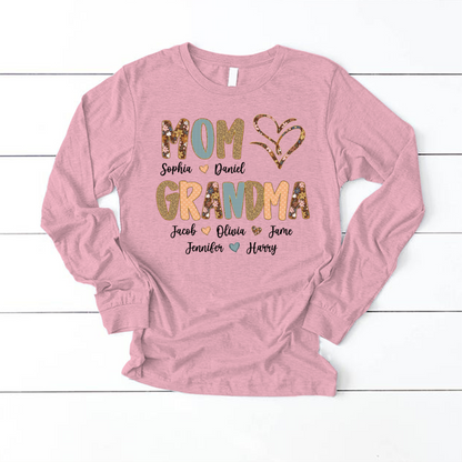 Personalized Mom And Grandma Grandkids Fall Heart Shirt