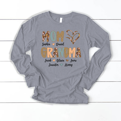 Personalized Mom And Grandma Grandkids Fall Heart Shirt