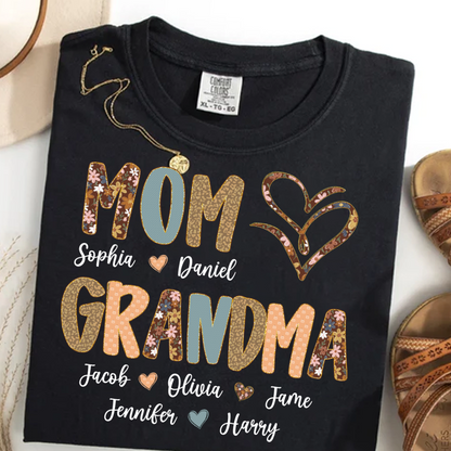 Personalized Mom And Grandma Grandkids Fall Heart Shirt