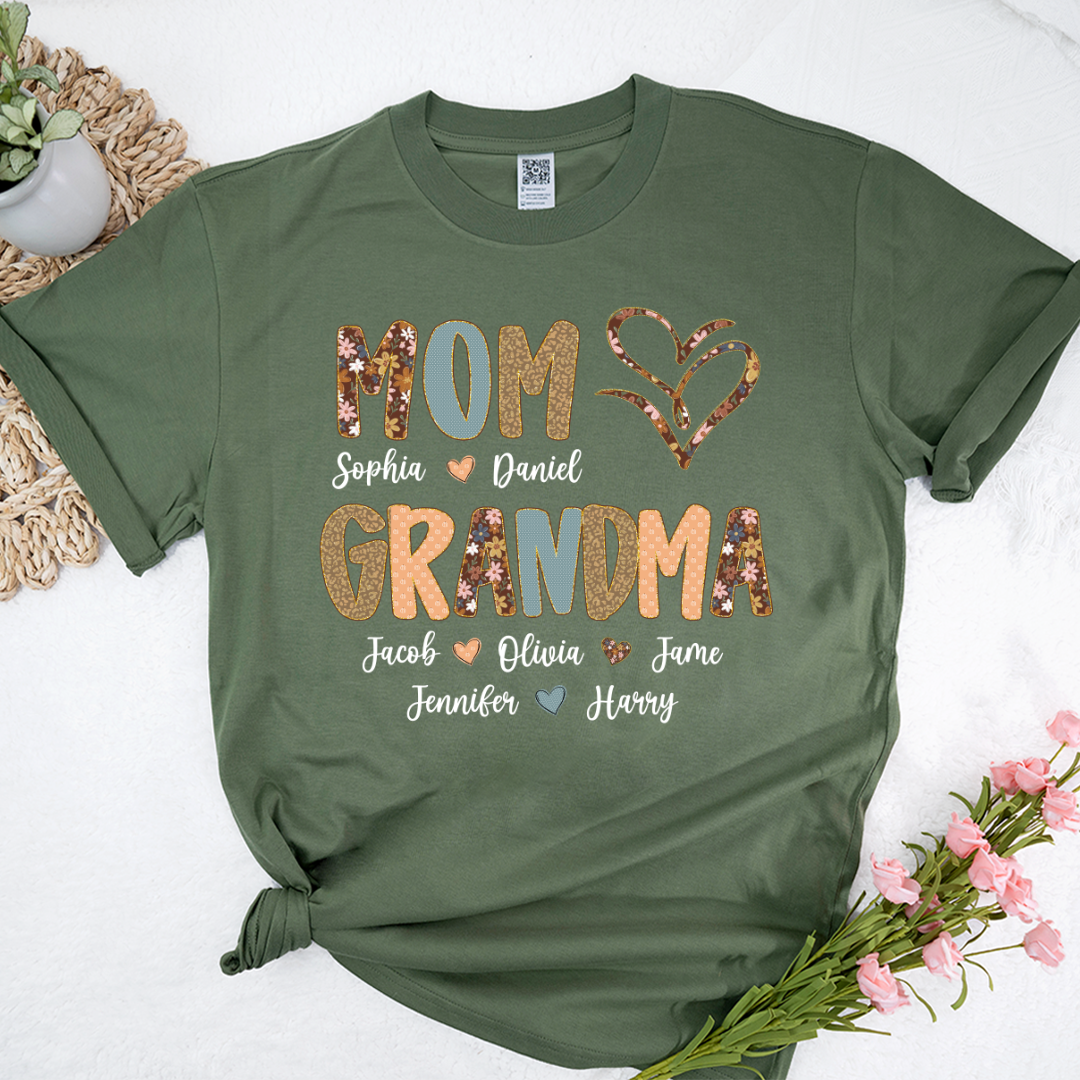 Personalized Mom And Grandma Grandkids Fall Heart Shirt