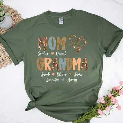Personalized Mom And Grandma Grandkids Fall Heart Shirt