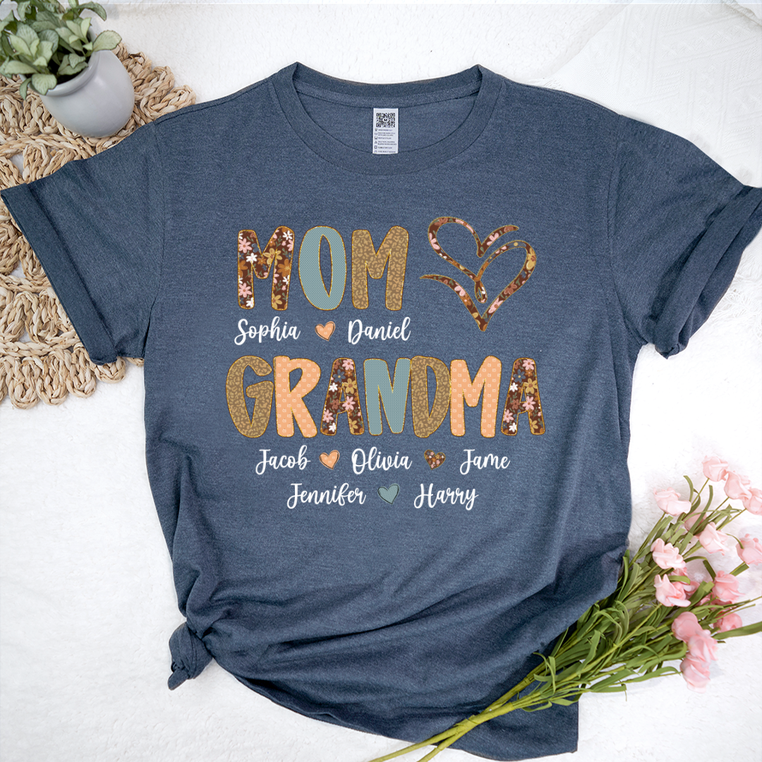 Personalized Mom And Grandma Grandkids Fall Heart Shirt