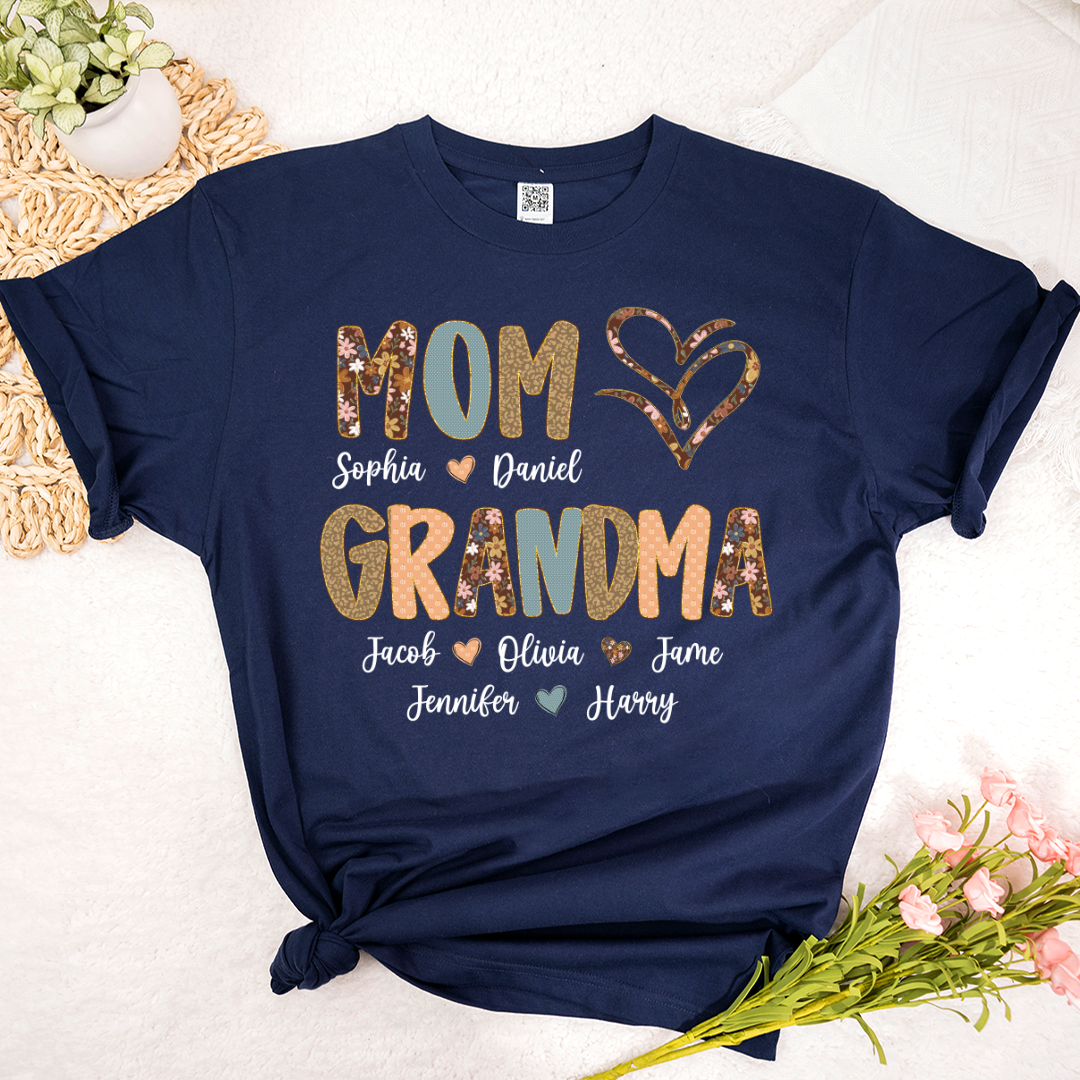 Personalized Mom And Grandma Grandkids Fall Heart Shirt