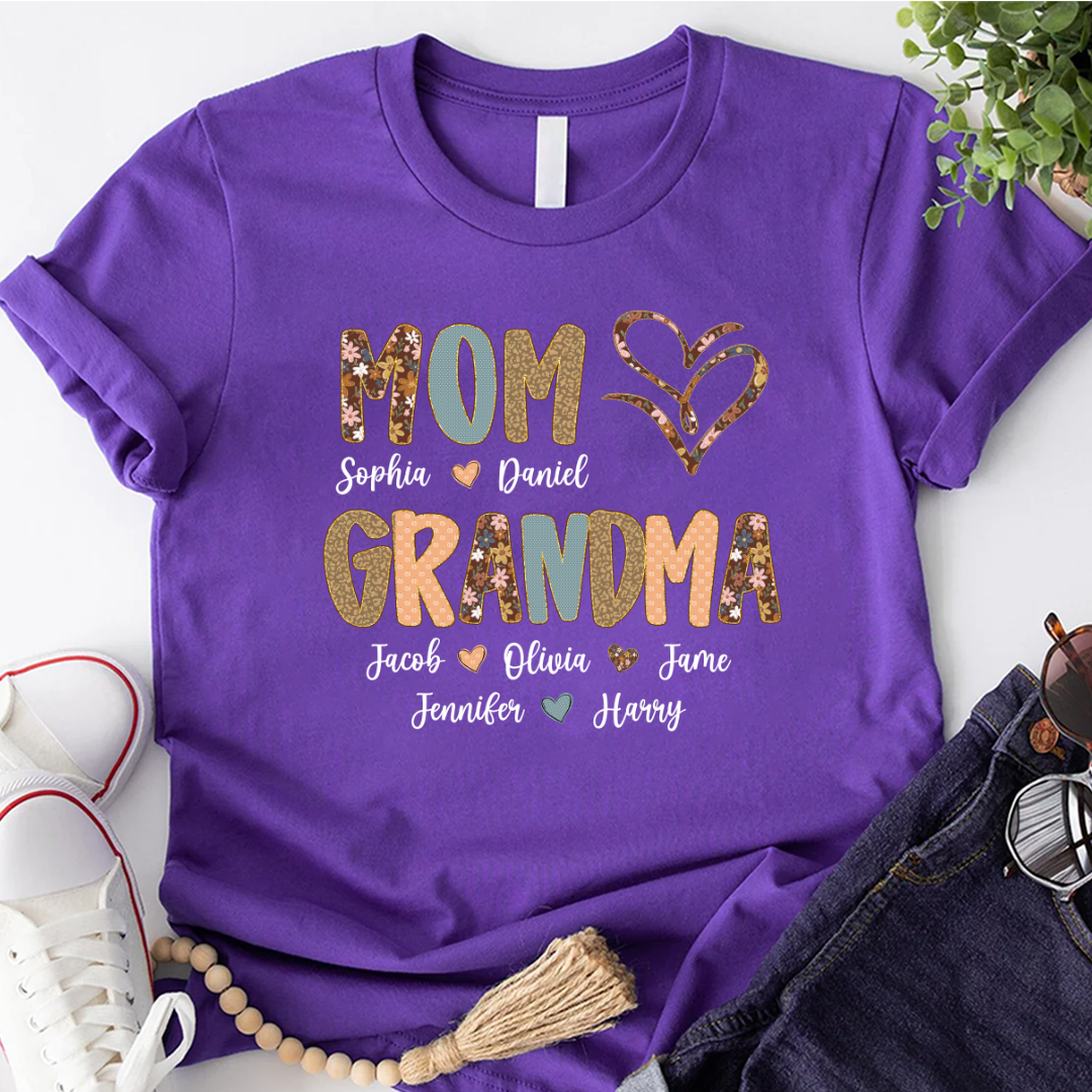 Personalized Mom And Grandma Grandkids Fall Heart Shirt